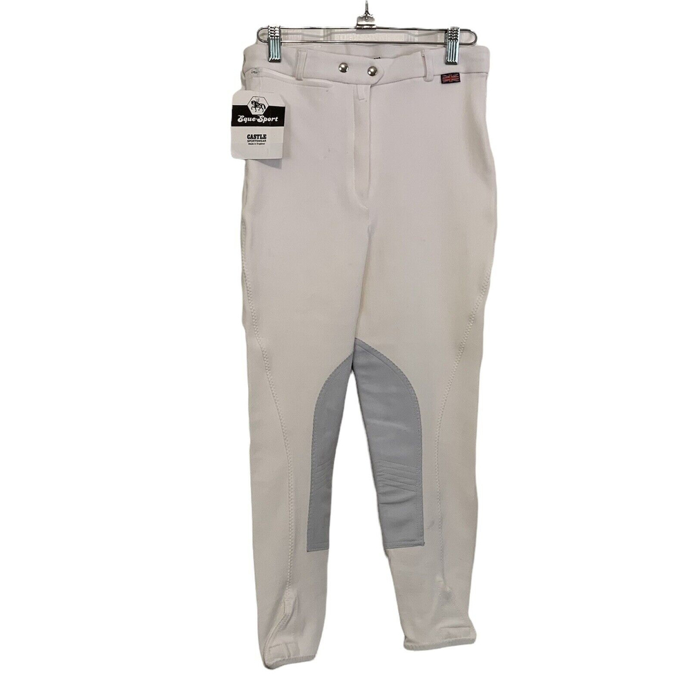 Castle Sportswear NEW  Womens Breech Jodhpur Size 28R Riding Leather Knee White